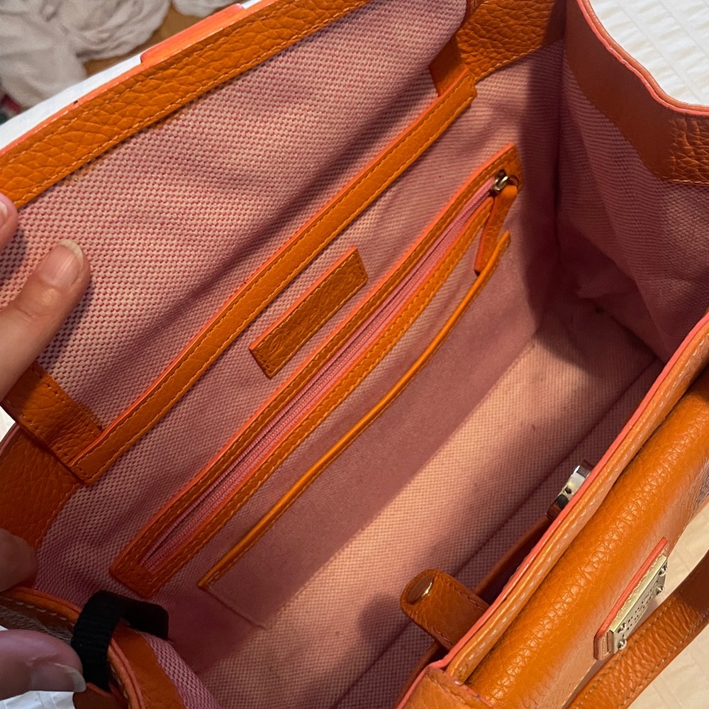 RARE Dooney and Bourke Orange Leather Shoulder Bag - Picture 9 of 12